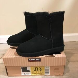 Kirkland Signature Womens Sheepskin Winter Boots Black US 6 New w/ Box